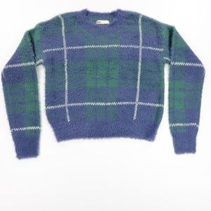 SO Goods For Life Women's Crew Neck Long Sleeve Tight‎ Sweater Green/Blue S